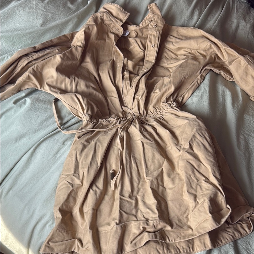 Elegant Tan Long Sleeve Dress